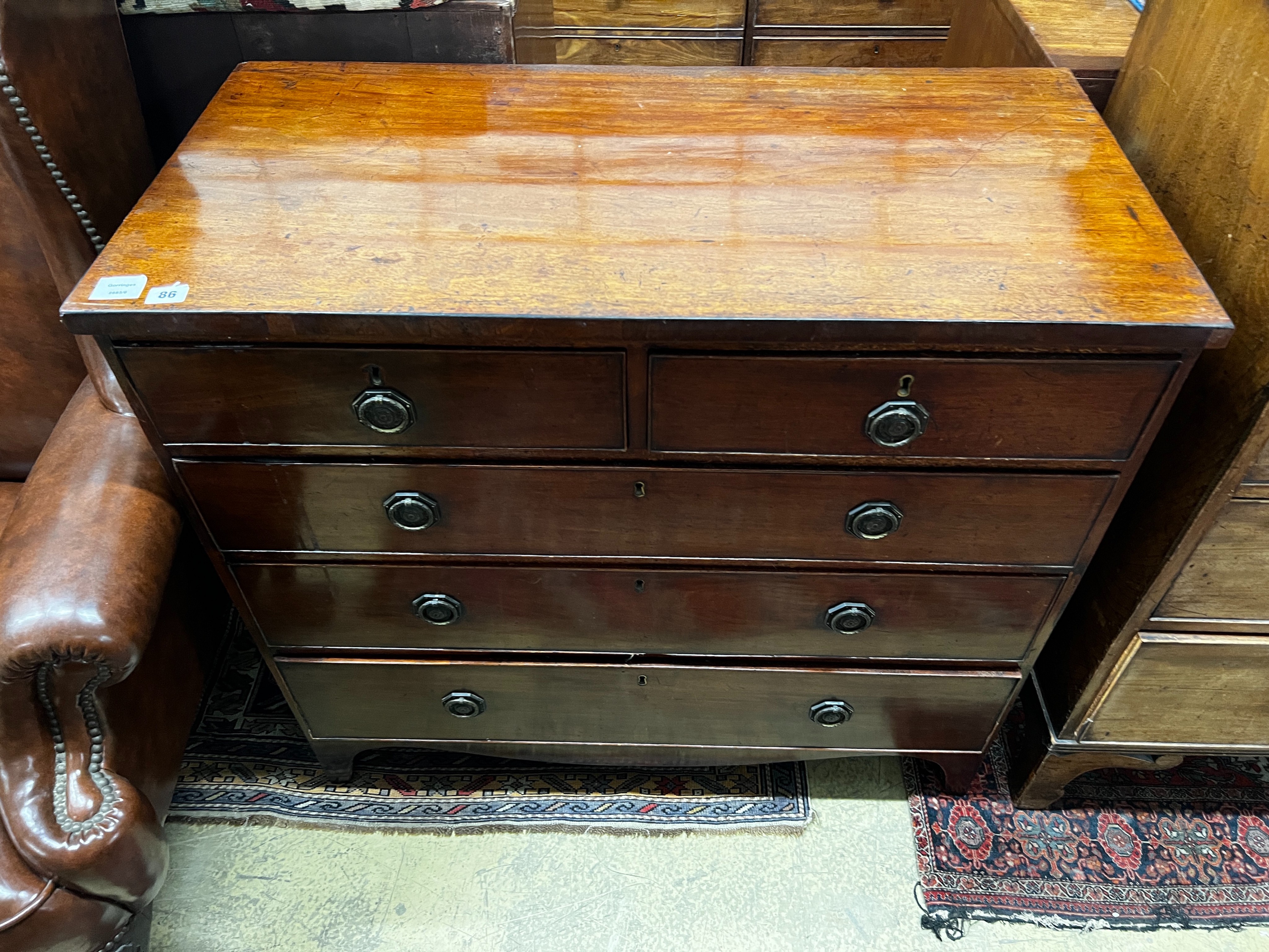 A George IV mahogany chest, width 98cm, depth 49cm, height 89cm